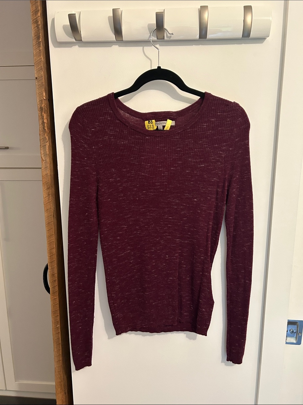 Hudson, XL,Women's Maroon Long-Sleeve Knit Top - dry-cleaned